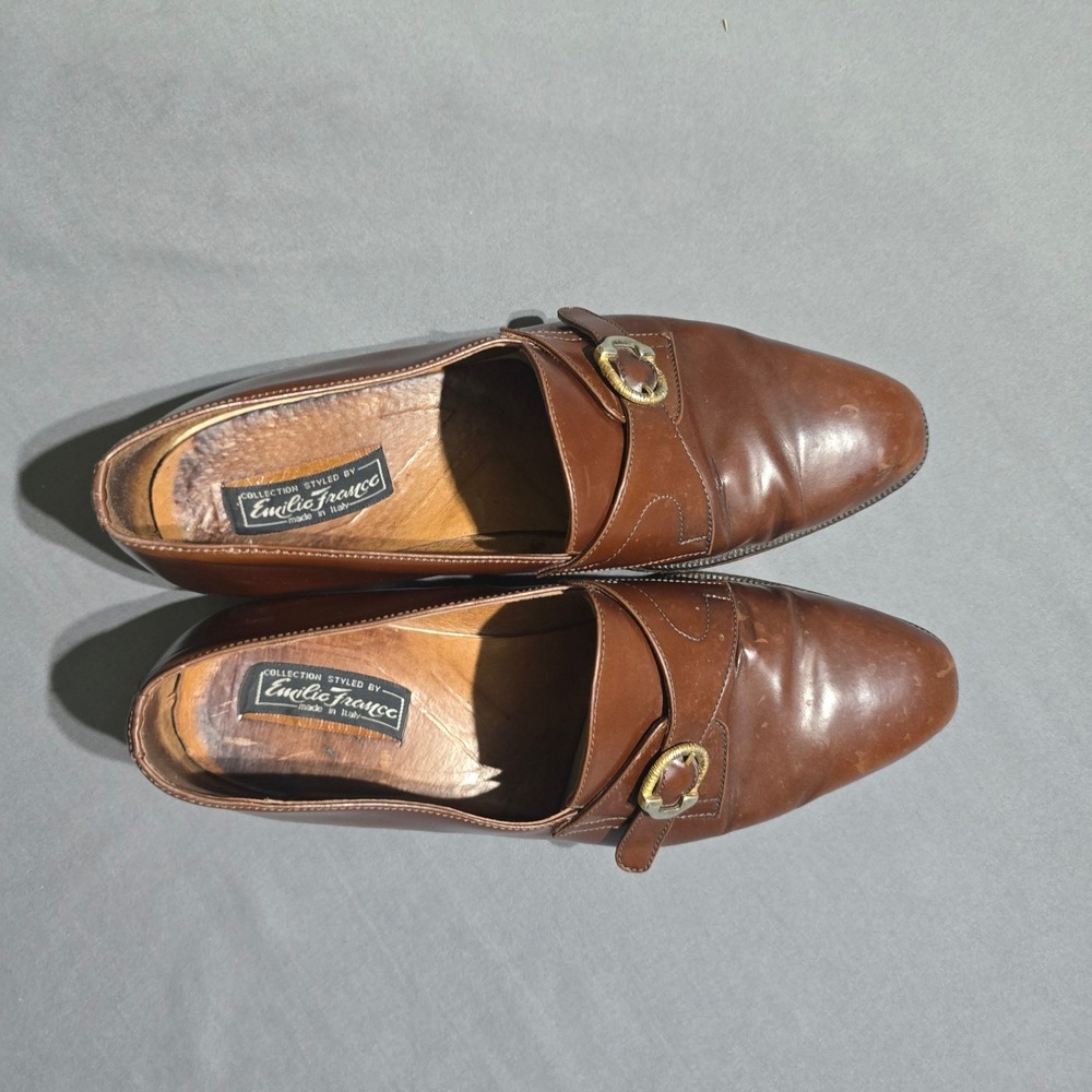 Emilio Franco Monk Strap Loafers Mens Size‎ 11 Brown Leather Made in Italy